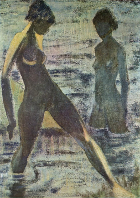 Large bathers, vintage artwork by Otto Mueller, 12x8" (A4) Poster