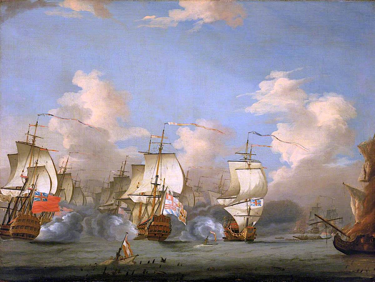 The Battle of Cape Passaro, 11 August 1718, vintage artwork by Peter Monamy, 12x8" (A4) Poster