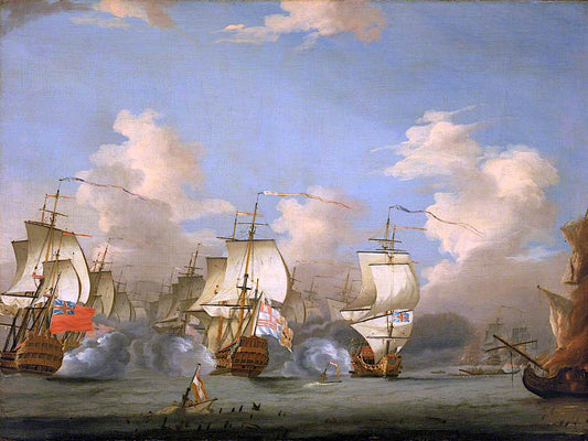 The Battle of Cape Passaro, 11 August 1718, vintage artwork by Peter Monamy, 12x8" (A4) Poster