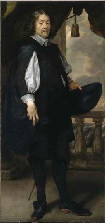 Standing Man Holding a Hat, vintage artwork by Anselm van Hulle, 12x8" (A4) Poster