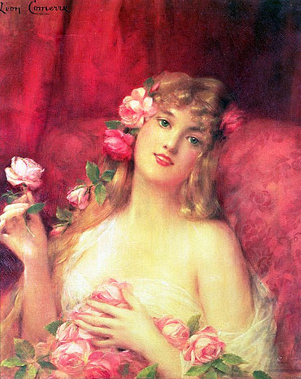 Woman with a Rose, vintage artwork by Leon-François Comerre, 12x8" (A4) Poster