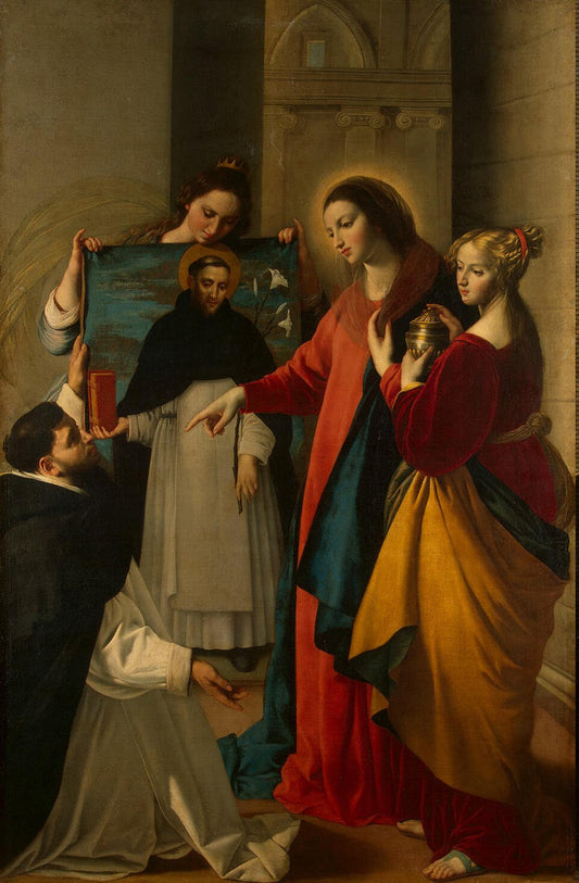 Appearance of the Virgin to a Monk of Dominican Order in Soriano, vintage artwork by Juan Bautista Maíno, 12x8" (A4) Poster