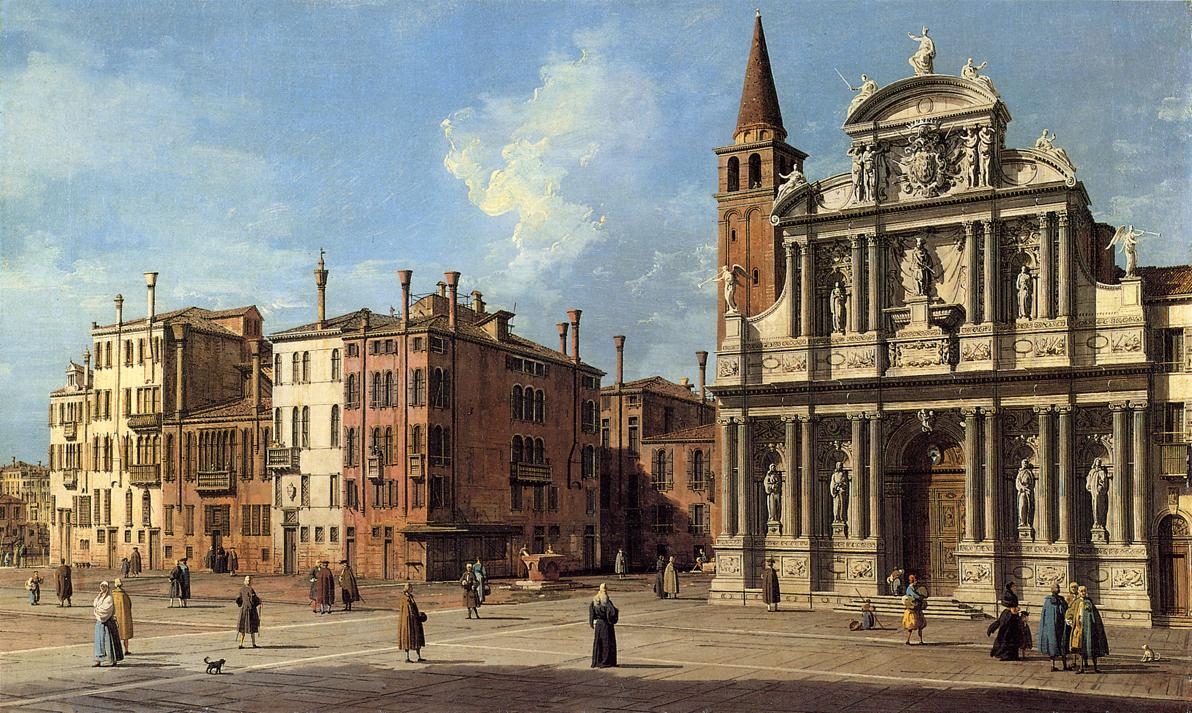 Santa Maria Zobenigo, vintage artwork by Canaletto, 12x8" (A4) Poster