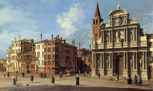Santa Maria Zobenigo, vintage artwork by Canaletto, 12x8" (A4) Poster