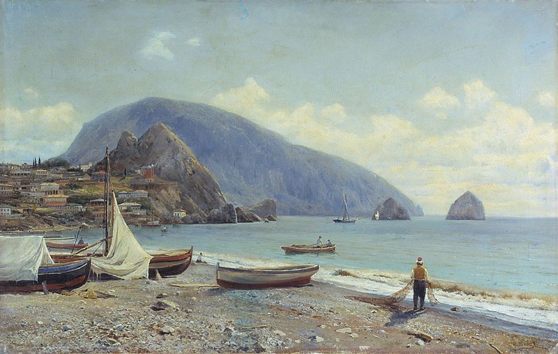 Cape Ayu-Dag, Crimea, vintage artwork by Ivan Weltz, 12x8" (A4) Poster