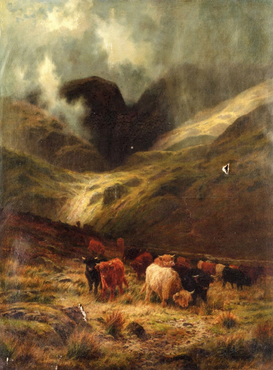 A Gleam Thro' the Rain, a Ross-Shire Glen, vintage artwork by Louis Bosworth Hurt, 12x8" (A4) Poster