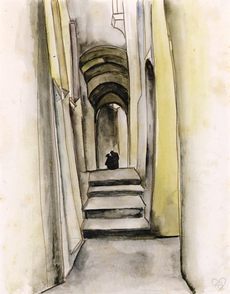 Monks in an Alleyway by Anita Rée,16x12(A3) Poster