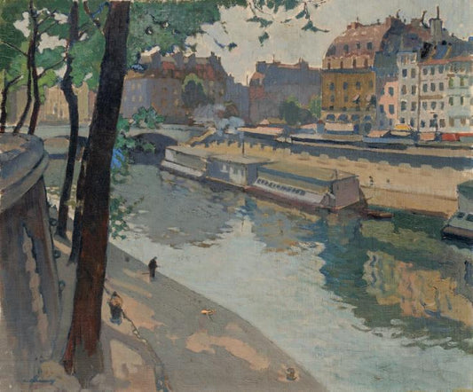 The Docks (Les quais), vintage artwork by Leon Cauvy, 12x8" (A4) Poster
