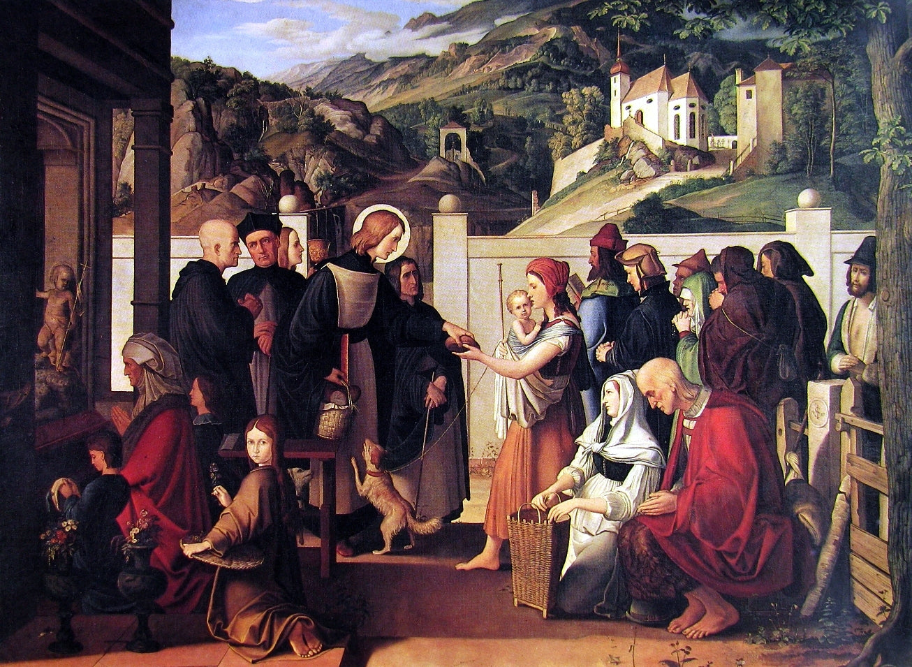 St. Rochus giving alms, vintage artwork by Julius Schnorr von Carolsfeld, A3 (16x12") Poster Print