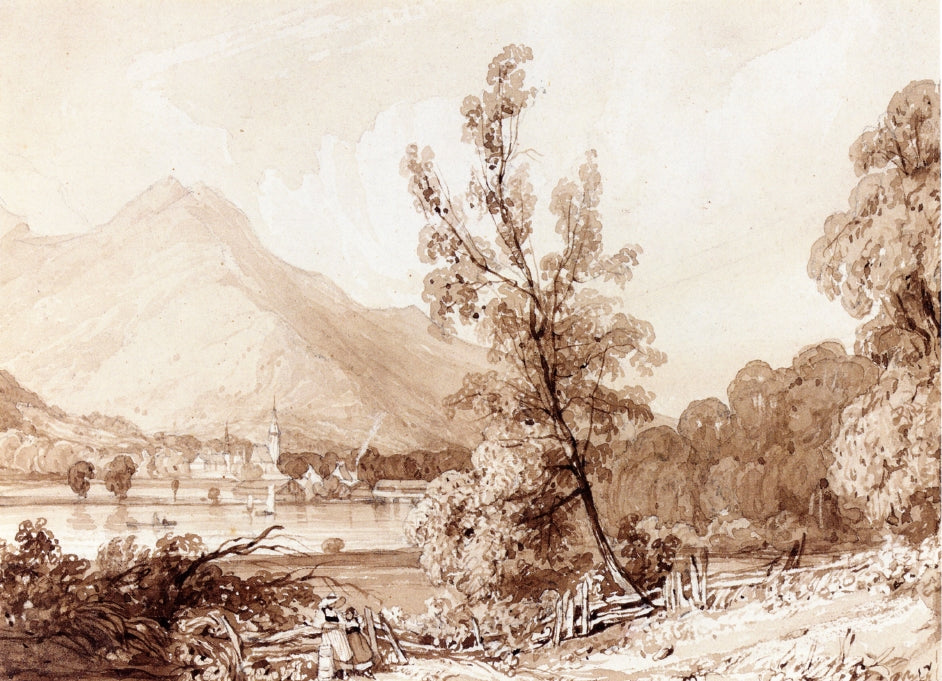 Lake Brientz and Interlaken, vintage artwork by Richard Parkes Bonington, A3 (16x12") Poster Print