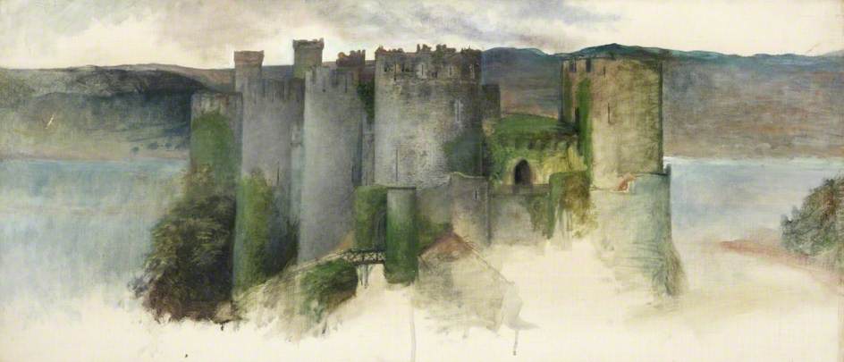 Conway Castle (sketch), vintage artwork by Robert Braithwaite Martineau, 12x8" (A4) Poster