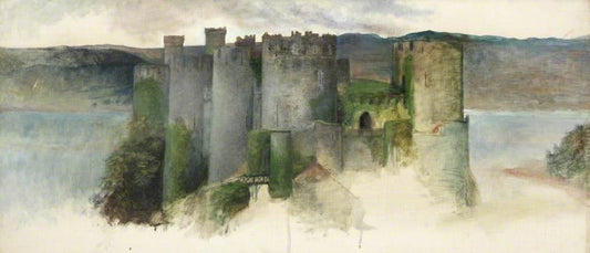 Conway Castle (sketch), vintage artwork by Robert Braithwaite Martineau, 12x8" (A4) Poster