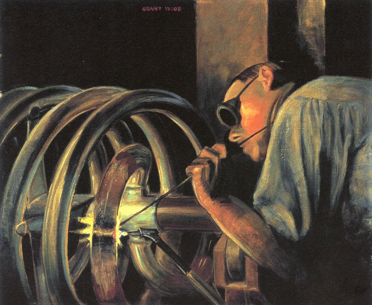 The Coil Welder, vintage artwork by Grant Wood, 12x8" (A4) Poster
