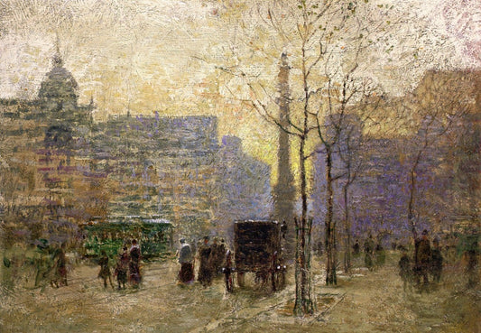 View of New York at 59th Street, vintage artwork by Paul Cornoyer, 12x8" (A4) Poster