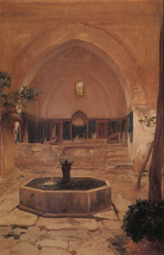 Courtyard of a Mosque at Broussa, vintage artwork by Sir Frederic Lord Leighton, 12x8" (A4) Poster