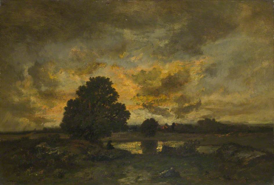 Common with Stormy Sunset, vintage artwork by Narcisse Dìaz de la Peña, A3 (16x12") Poster Print