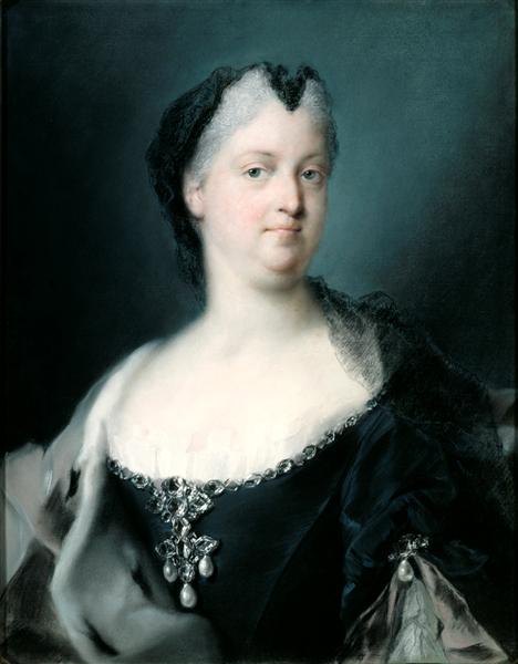 Empress Wilhelmine Amalie, vintage artwork by Rosalba Carriera, 12x8" (A4) Poster