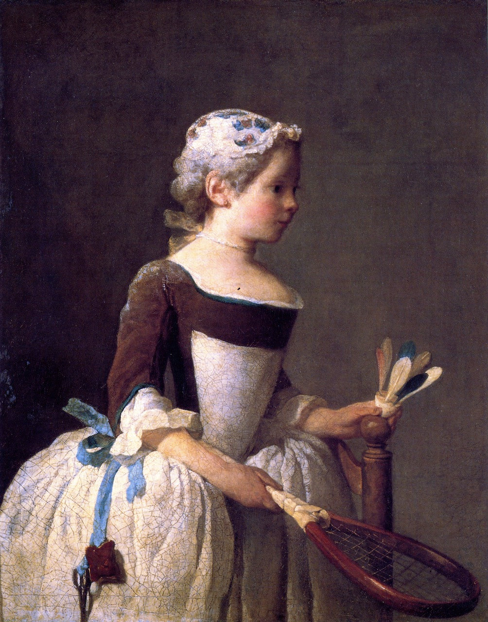 Girl with Shuttlecock, vintage artwork by Jean-Baptiste-Simeon Chardin, 12x8" (A4) Poster