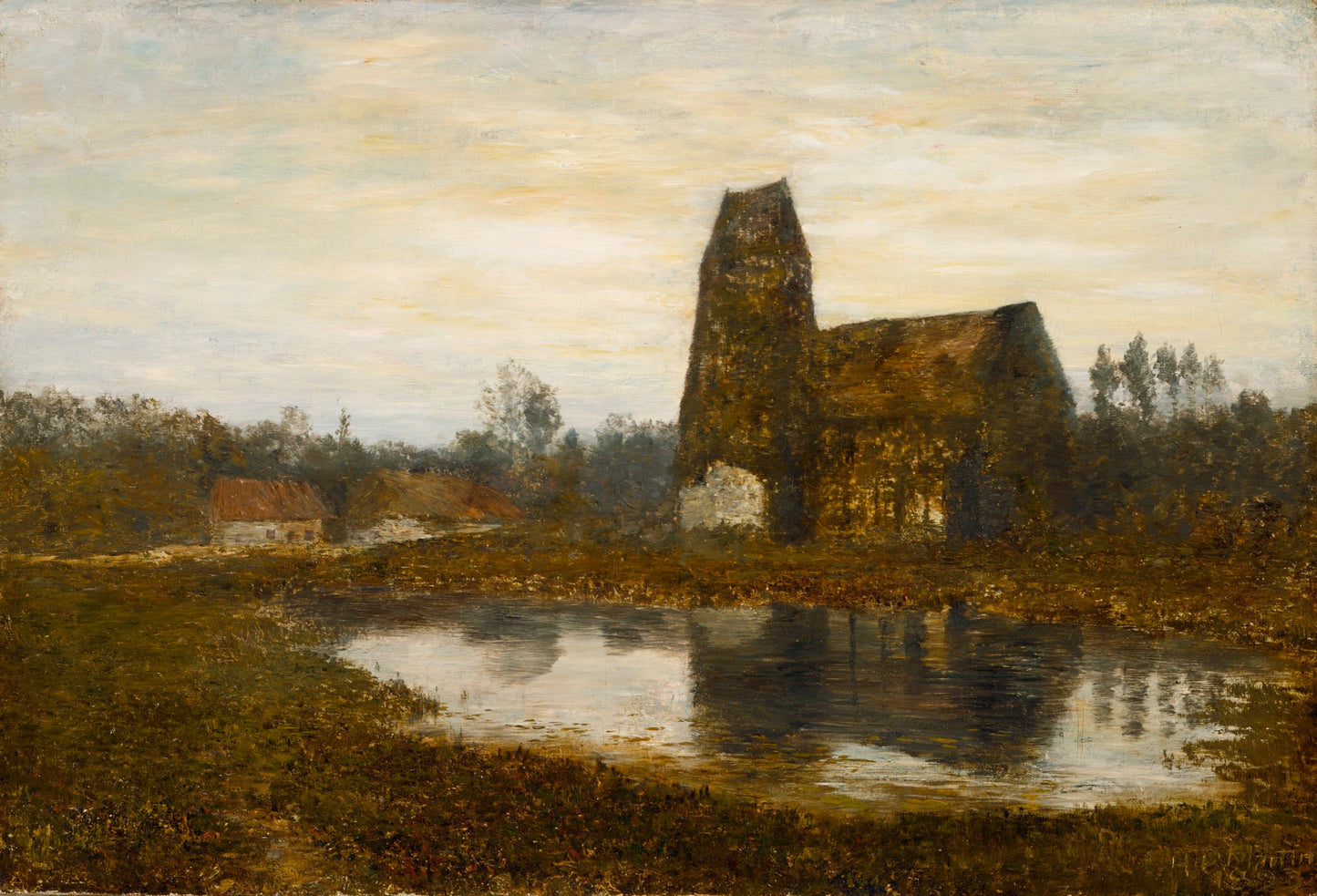 Criqueboeuf Church, Normandy, vintage artwork by Homer Dodge Martin, 12x8" (A4) Poster