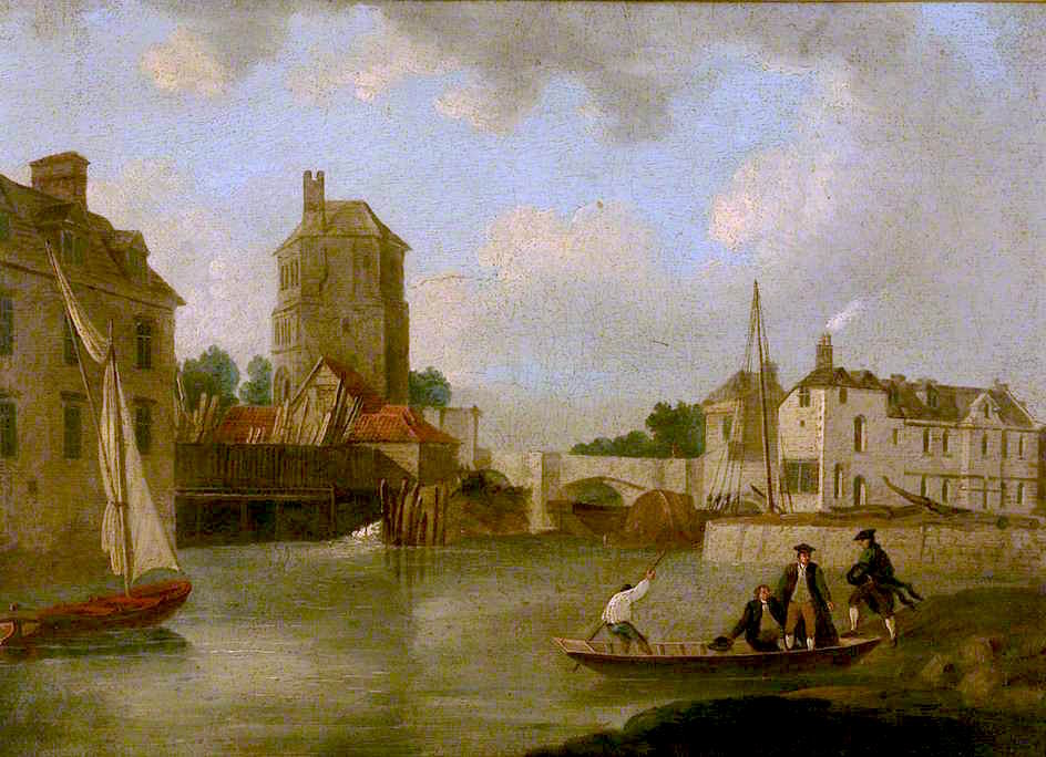 Old Folly Bridge, vintage artwork by Attributed to William Turner of Oxford, A3 (16x12") Poster Print