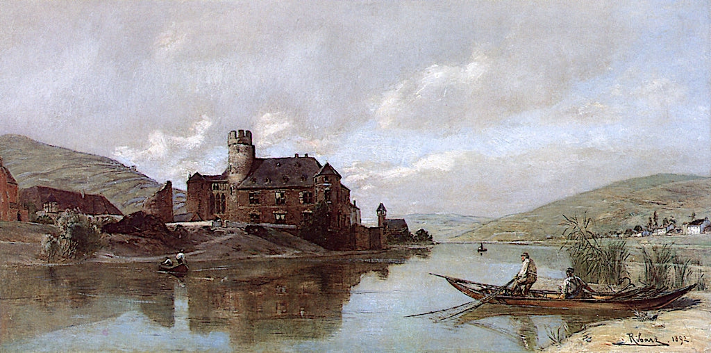 Castle Gondorf on the Mosel, vintage artwork by Rudolf Ribarz, 12x8" (A4) Poster