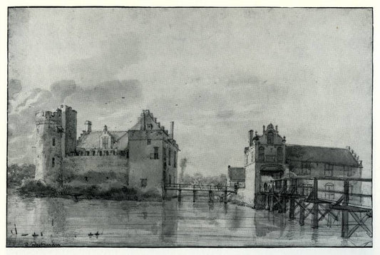 Kasteel Schonauwen in Houten, vintage artwork by Roelant Roghman, 12x8" (A4) Poster
