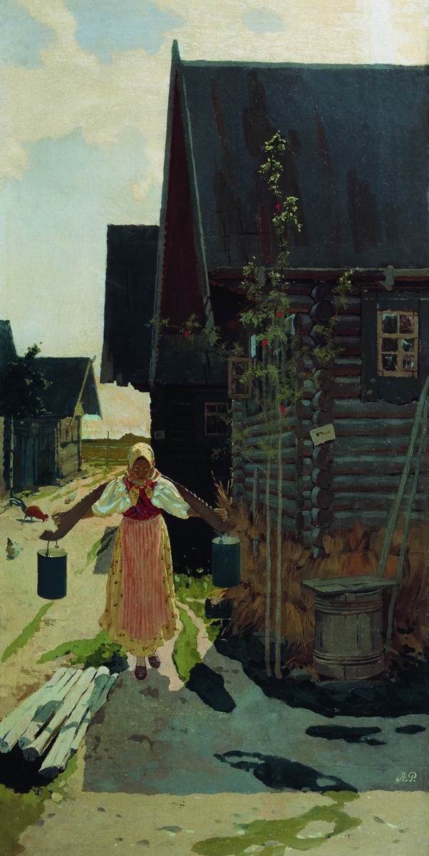 Girl with Buckets by Andrei Petrovich Riabushkin,A3(16x12")Poster