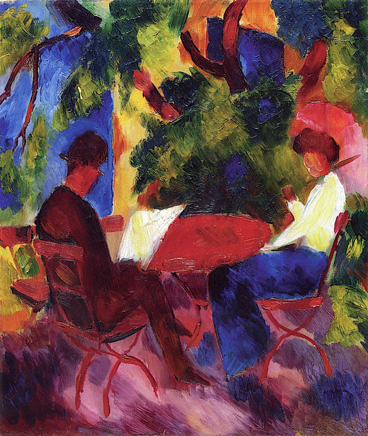 Couple at the Garden Table, vintage artwork by August Macke, 12x8" (A4) Poster