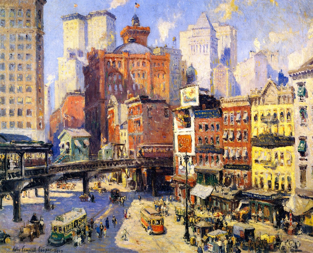 South Ferry, New York, vintage artwork by Colin Campbell Cooper, 12x8" (A4) Poster