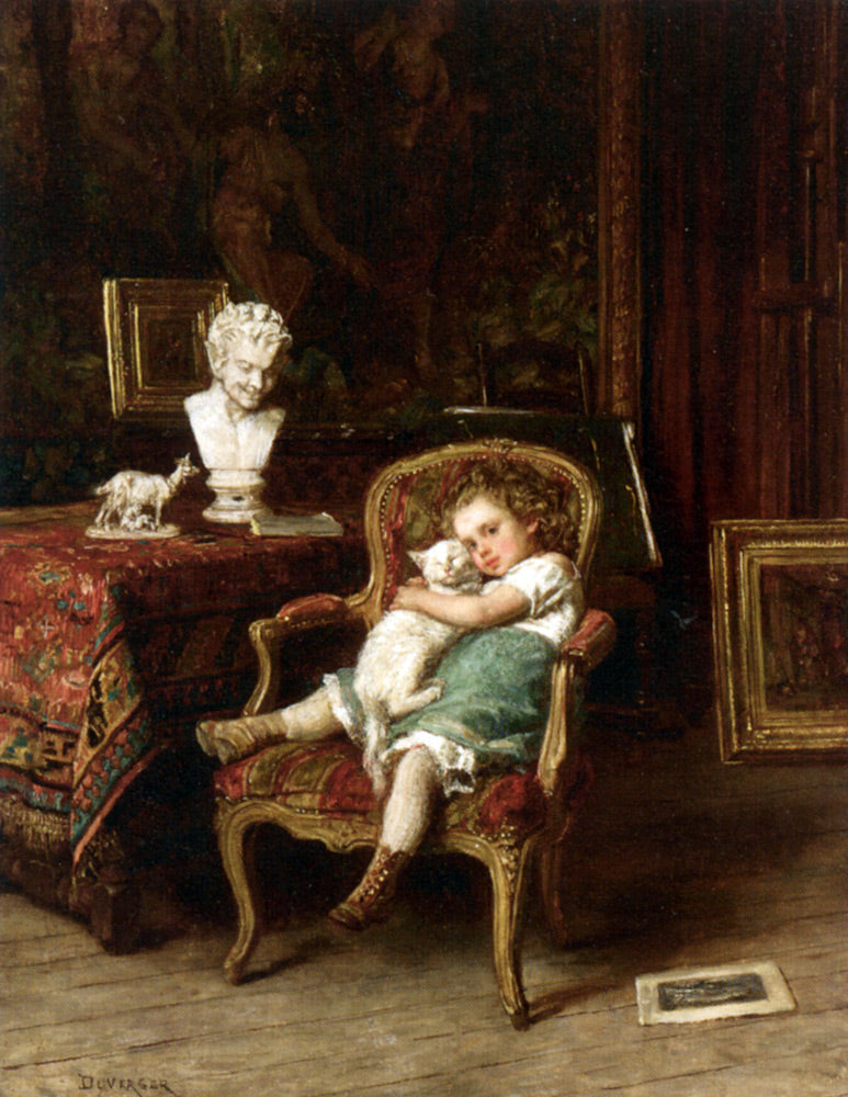 Best Friends, vintage artwork by Theophile-Emmanuel Duverger, A3 (16x12") Poster Print