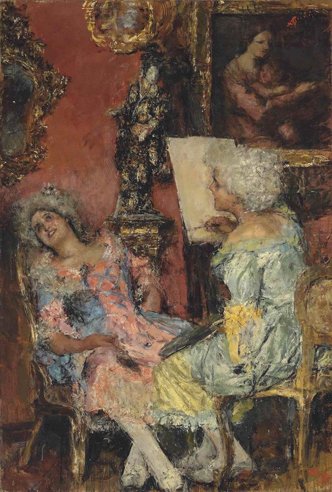 The Painter, vintage artwork by Antonio Mancini, 12x8" (A4) Poster
