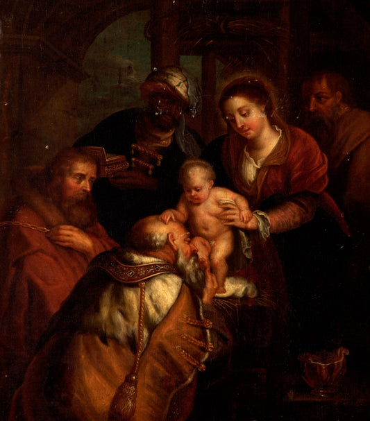 The Adoration of the Magi (after Peter Paul Rubens), vintage artwork by Carel de Moor, 12x8" (A4) Poster