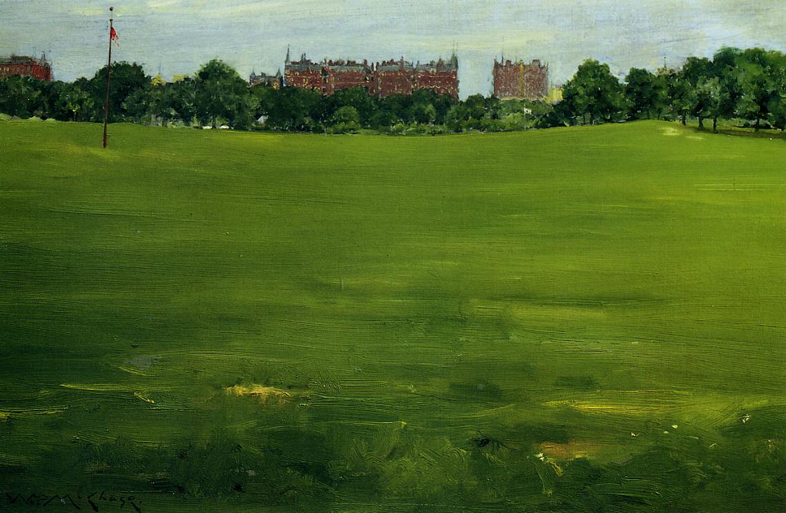 The Common, Central Park, vintage artwork by William Merritt Chase, 12x8" (A4) Poster