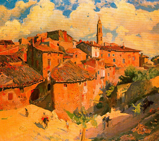 El pueblo de los avellanos, vintage artwork by Joaquin Mir  Trinxet, 12x8" (A4) Poster