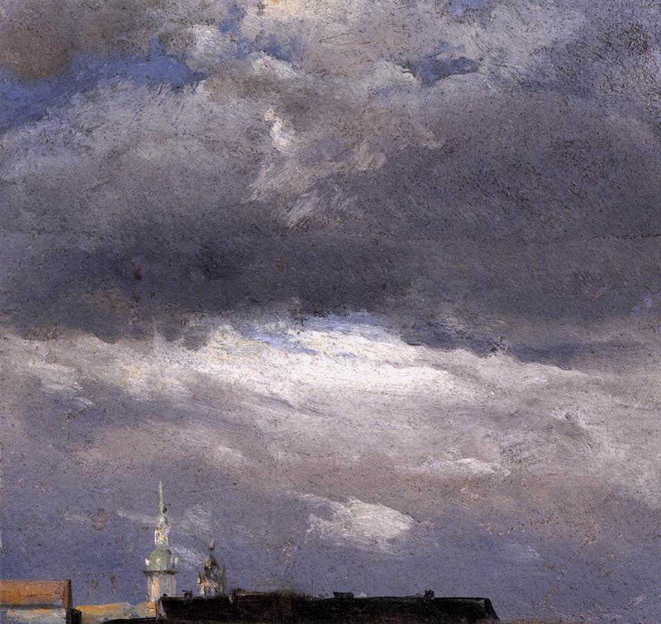 Cloud Study, Thunder Clouds over the Palace Tower at Dresden, vintage artwork by Johan Christian Claussen Dahl, 12x8" (A4) Poster
