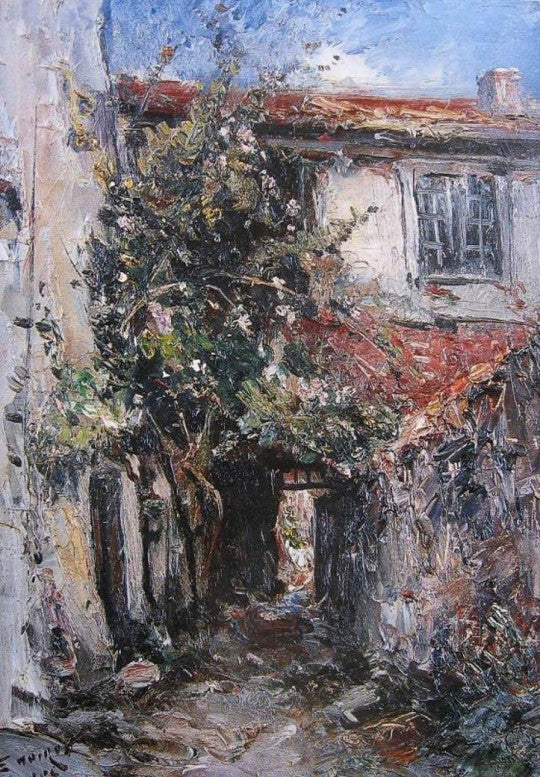 Mon rosier à Villerest, vintage artwork by Emile Noirot, 12x8" (A4) Poster