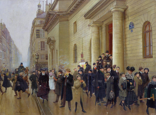 Leaving the Lycee Condorcet, vintage artwork by Jean-Georges Beraud, 12x8" (A4) Poster