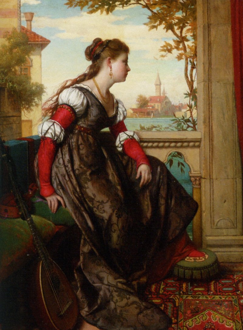 Daydreaming, vintage artwork by Pierre Van der Ouderaa, 12x8" (A4) Poster