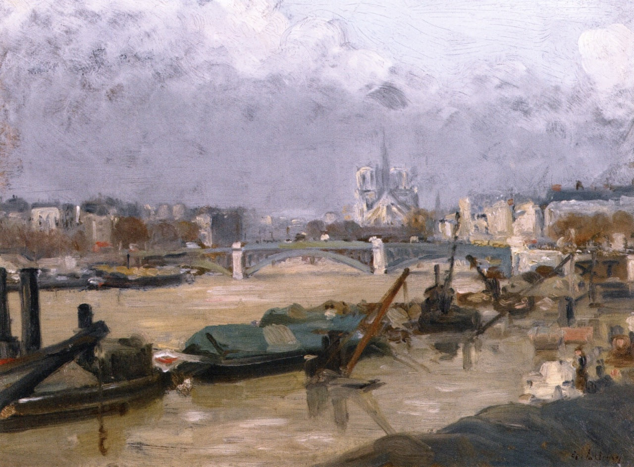 The Apse of Notre-Dame, vintage artwork by Albert Lebourg, 12x8" (A4) Poster