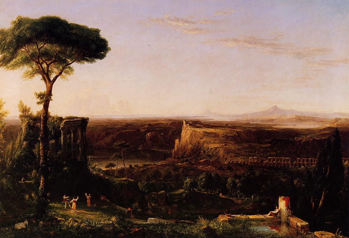 Italian Scene, Composition, vintage artwork by Thomas Cole, A3 (16x12") Poster Print