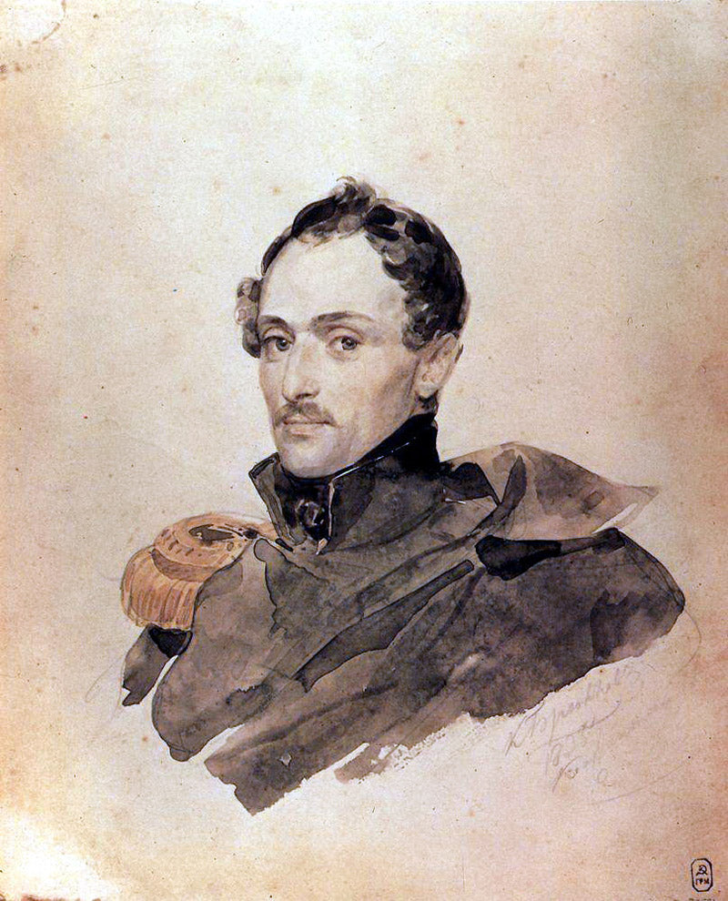 Portrait of Captain A. M. Kostinich, vintage artwork by Karl Pavlovich Brulloff, A3 (16x12") Poster Print