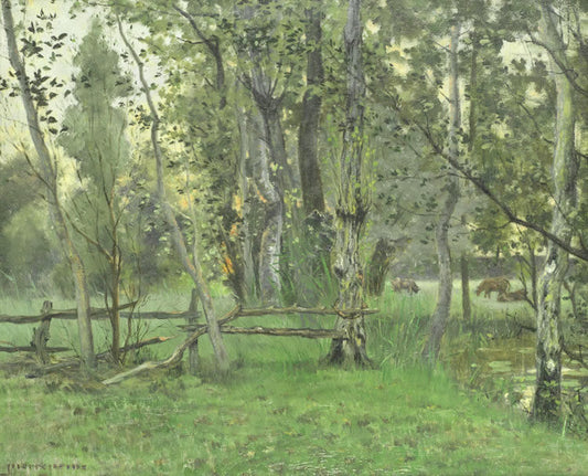 A Clearing at Sunset, vintage artwork by Pierre Prins, 12x8" (A4) Poster