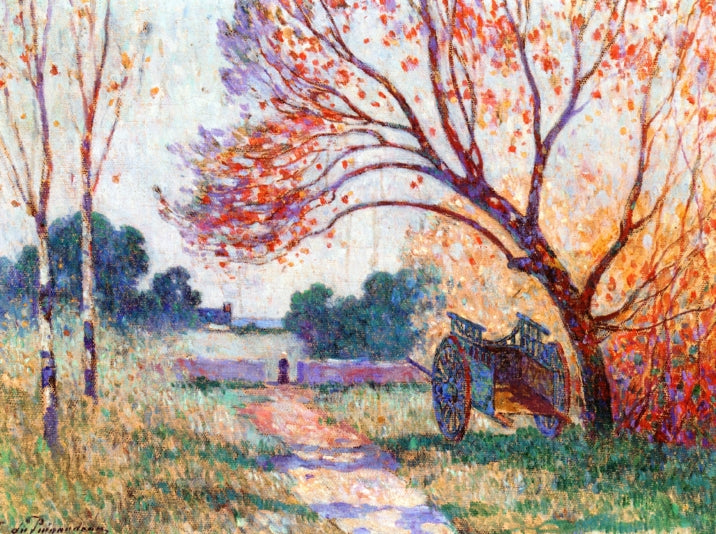 A Cart by  the Side of the Path, vintage artwork by Ferdinand du Puigaudeau, 12x8" (A4) Poster