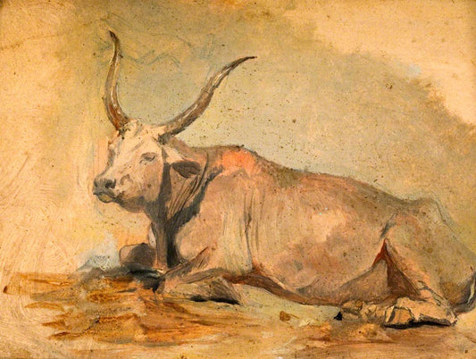 Roman Ox (Lying down), vintage artwork by Georges Heming Mason, A3 (16x12") Poster Print