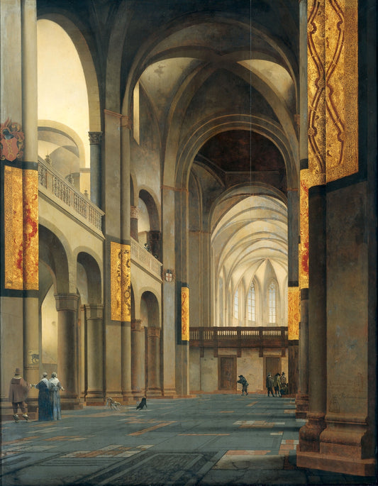 The nave and choir of the Mariakerk in Utrecht, vintage artwork by Pieter Saenredam, 12x8" (A4) Poster