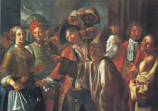 The Carnival in Naples, vintage artwork by Giuseppe Bonito, 12x8" (A4) Poster