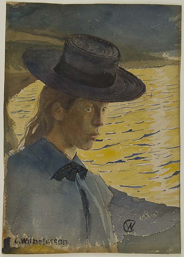 Study of Girl with Hat by Carl Wilhelm Wilhelmson,A3(16x12")Poster