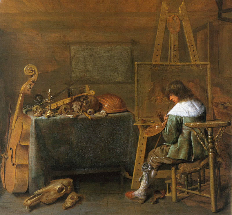 The Painter at Work, vintage artwork by Jan Miense Molenaer, 12x8" (A4) Poster