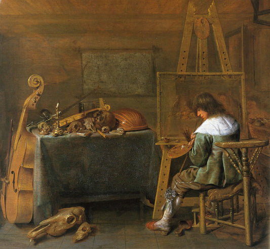 The Painter at Work, vintage artwork by Jan Miense Molenaer, 12x8" (A4) Poster