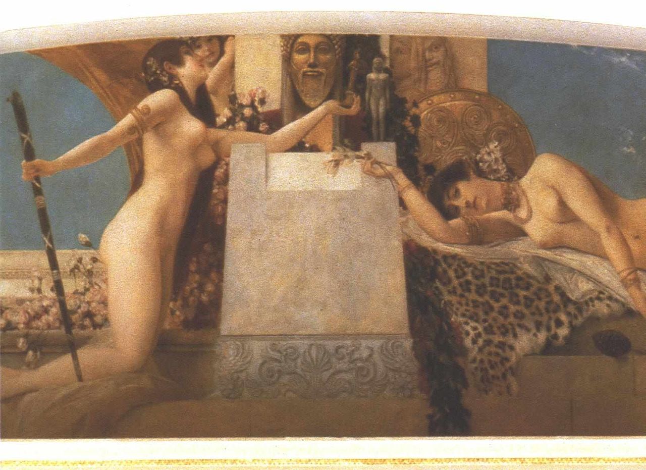 Altar of Dionysos, vintage artwork by Gustav Klimt, 12x8" (A4) Poster
